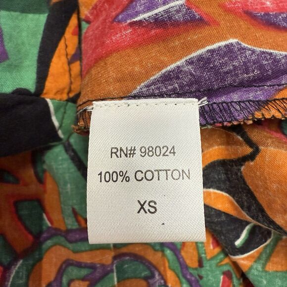 House of Harlow 1960 Top Blouse XS Vibrant Orange Green Ruffle Cap Sleeves - Picture 9 of 10